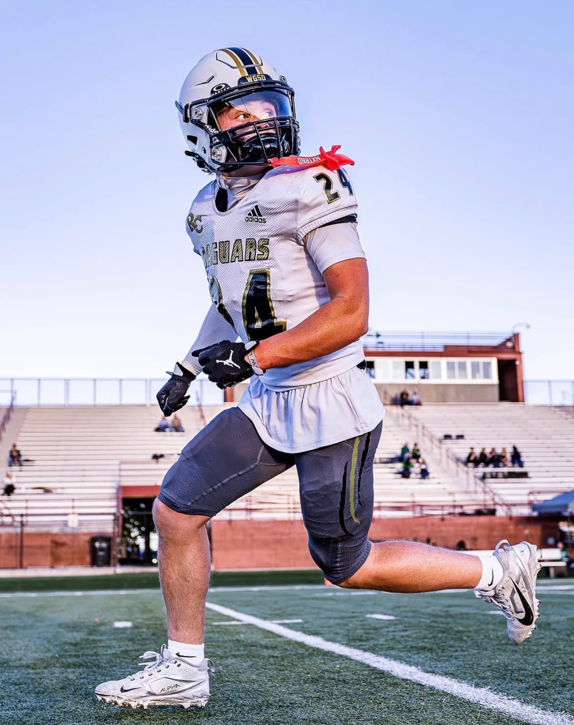 High school football athlete on game day
